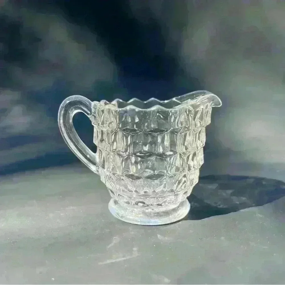 Vintage Fostoria American Clear Glass Creamer & Sugar Set